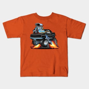 Classic Sixties American Muscle Car Popping a Wheelie Cartoon Illustration Kids T-Shirt